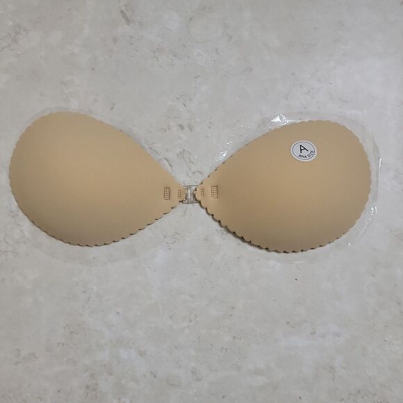 Self Adhesive Bra A Cup Backless Seashell Scallop Nude - Picture 1 of 10